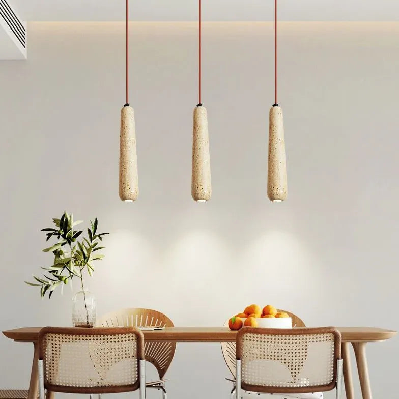 Hanging Stone Vintage Wooden Pendant Light