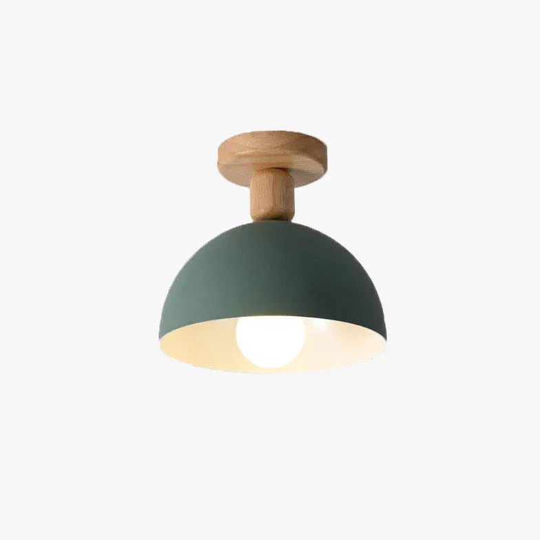 Hemispherical Corridor Wooden Ceiling Light