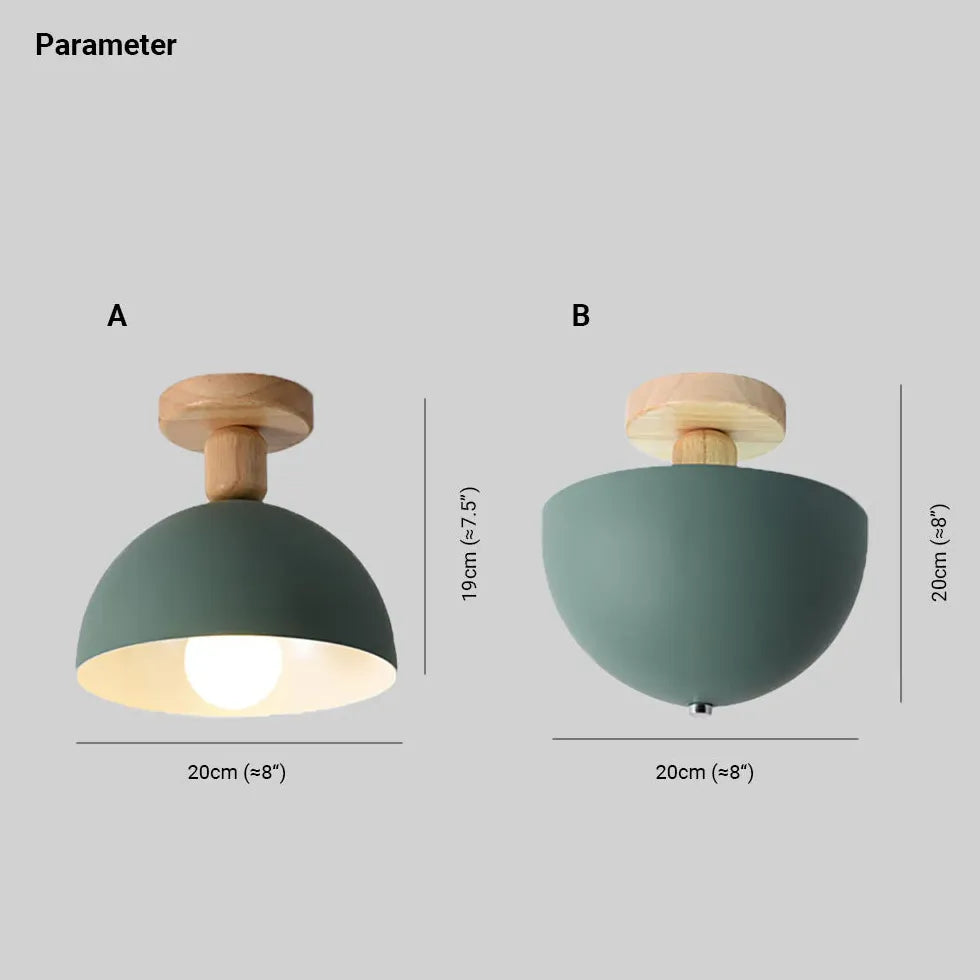 Hemispherical Corridor Wooden Ceiling Light