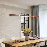 Slender Cylinder Dining Room Wooden Pendant Light