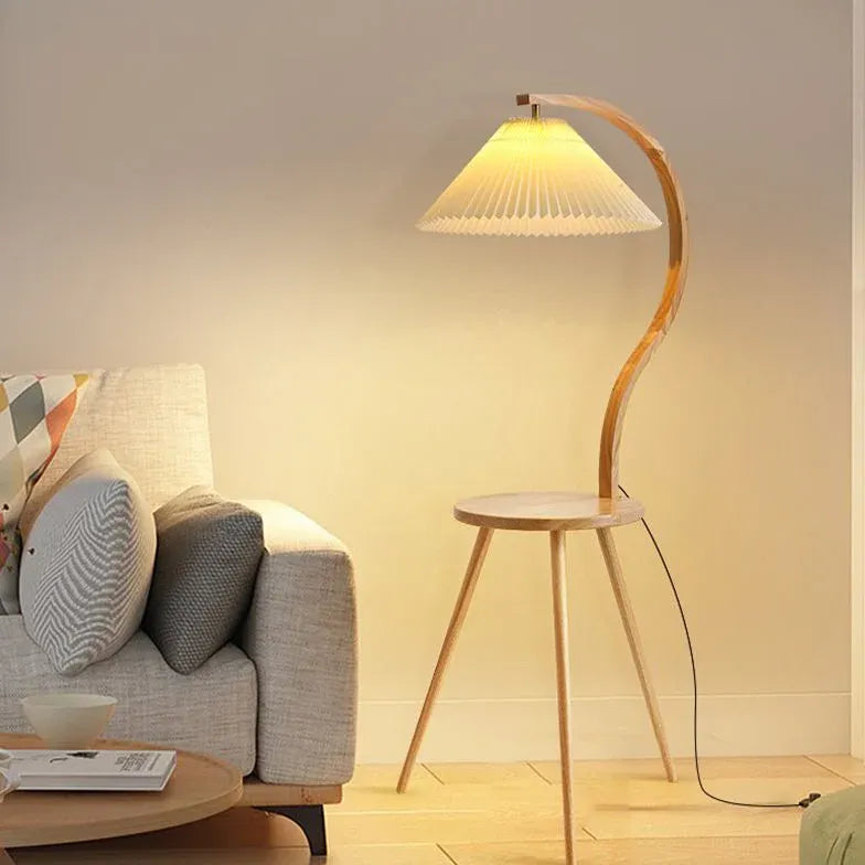 Solid Wood Tripod Floor Lamp for Tea Table