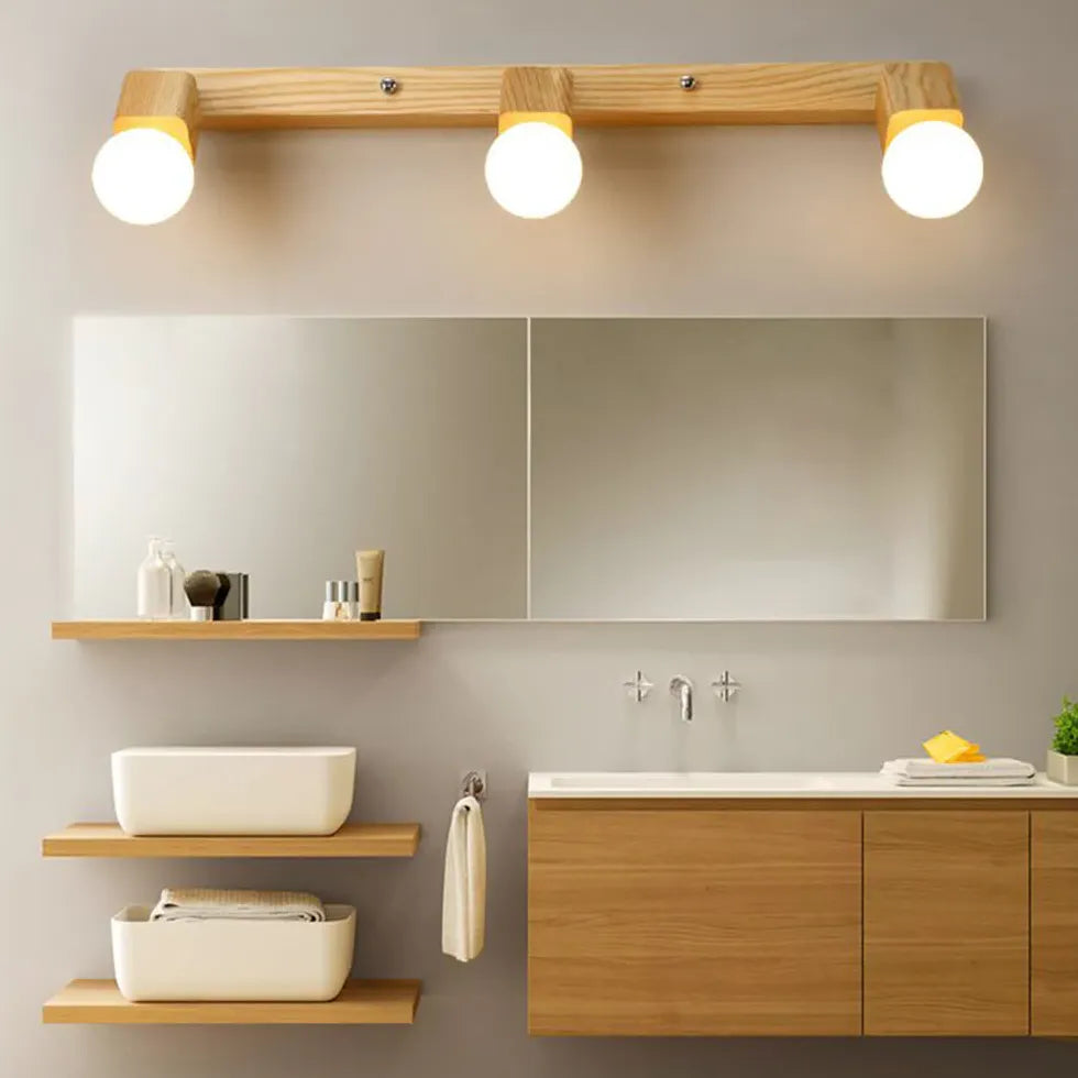 Square Globe Wooden Bathroom Spotlights