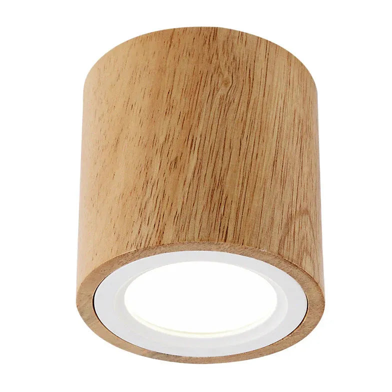 Rounded Column Wooden Flush Ceiling Lights