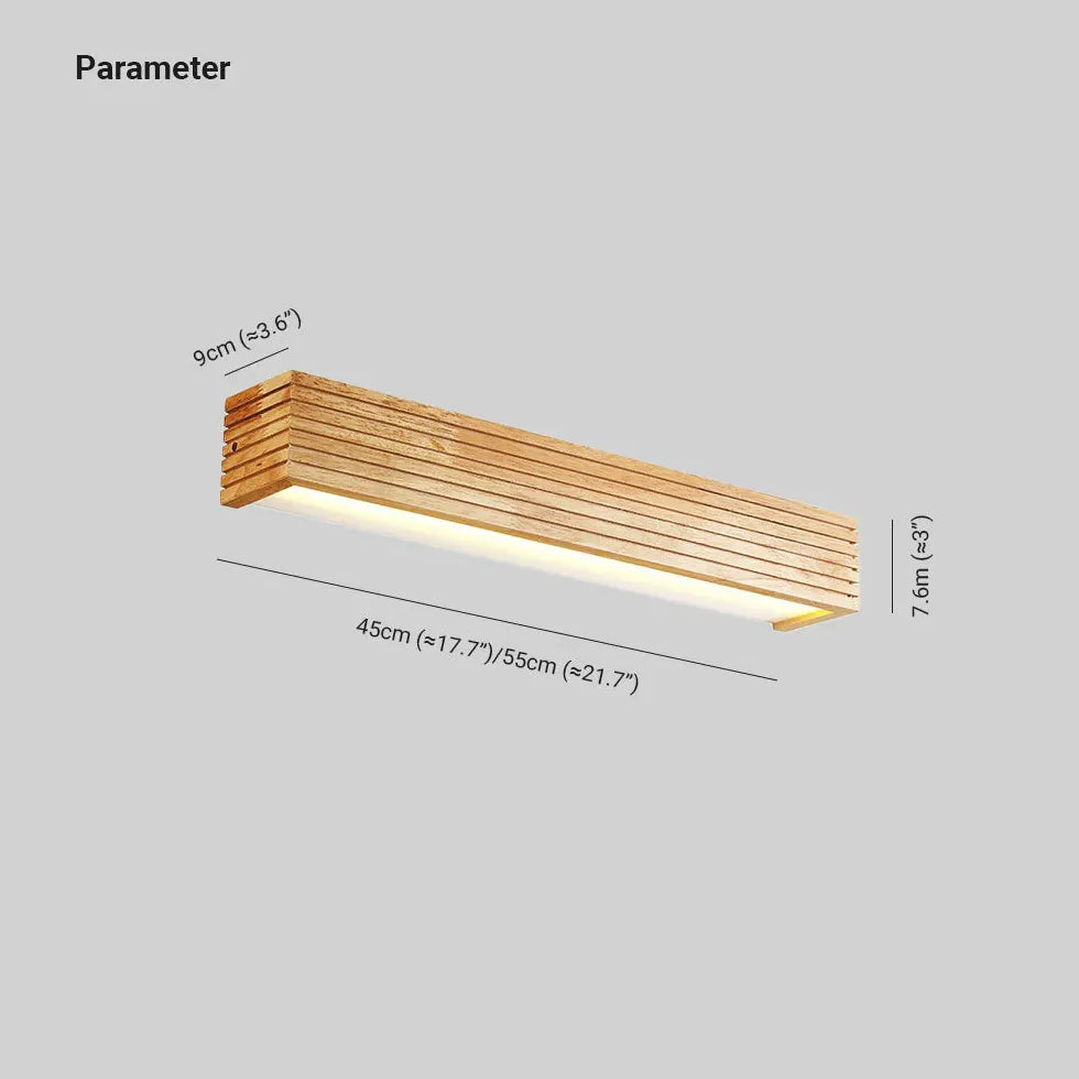 Rectangle Wooden Led Bathroom Wall Lights