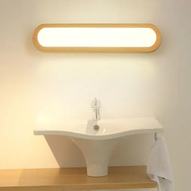 Long Strip Wooden Led Mirror Lights