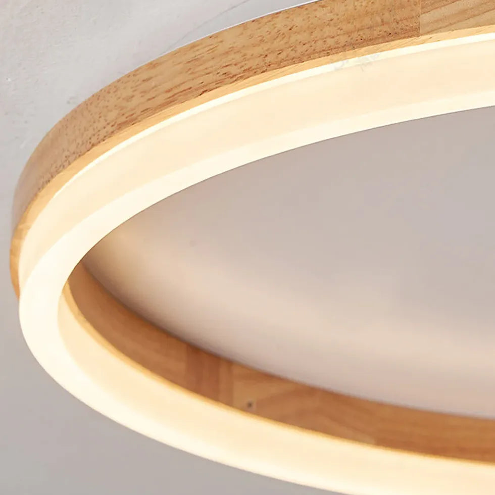 Hollow Ring Bedroom Wooden Flush Ceiling Lights