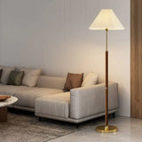 Cone-Shaped Vintage Table Lamp with Wooden Pole