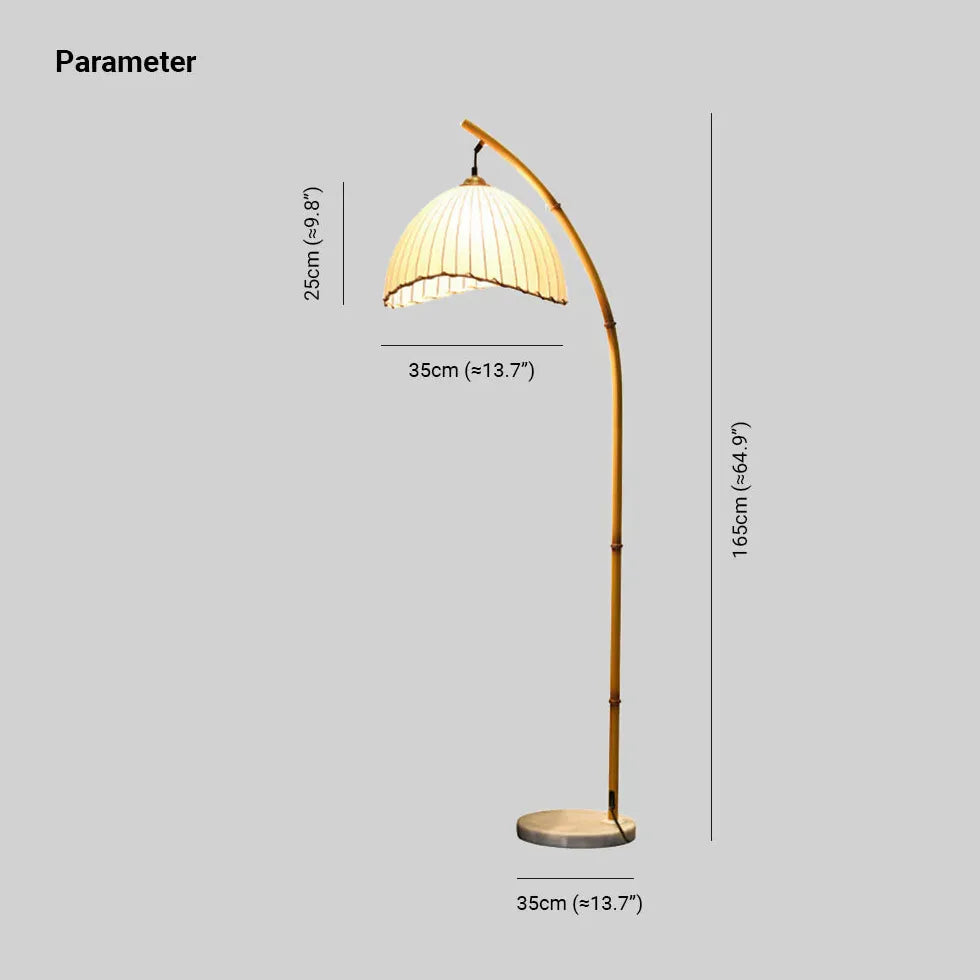 Weiß gebogener Stoff Retro -Stehlampe