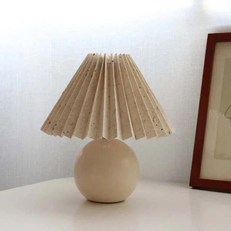 Rattan Paper Pleated Natural Table Lamp