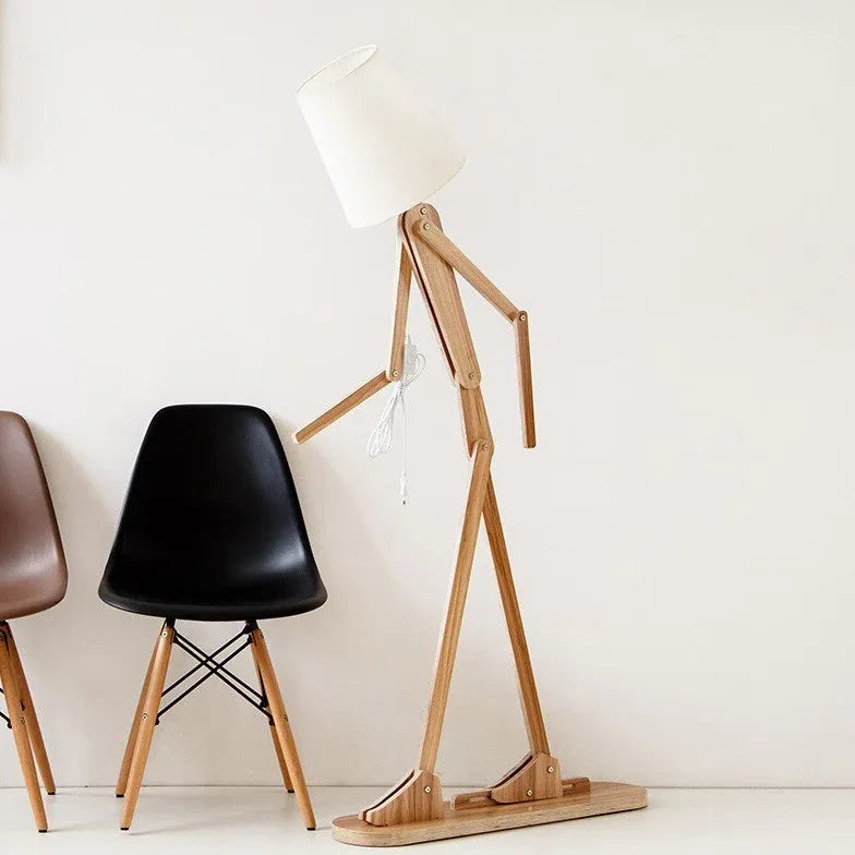 Wooden Adjustable Figurine Floor Lamp