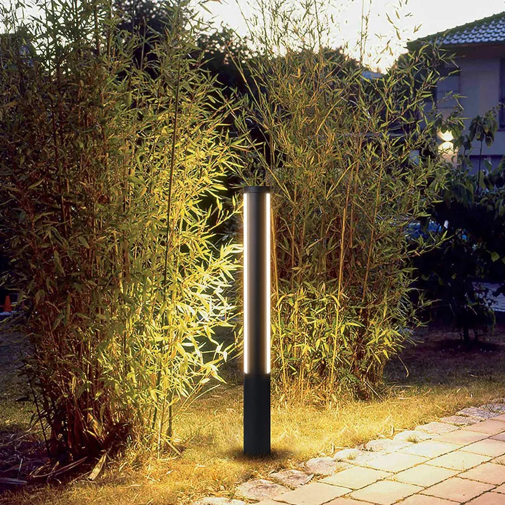 Large Cylinder Led Black Bollard Lights