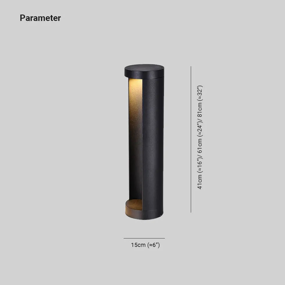 Cylindrical Reflection Black Bollard Lights