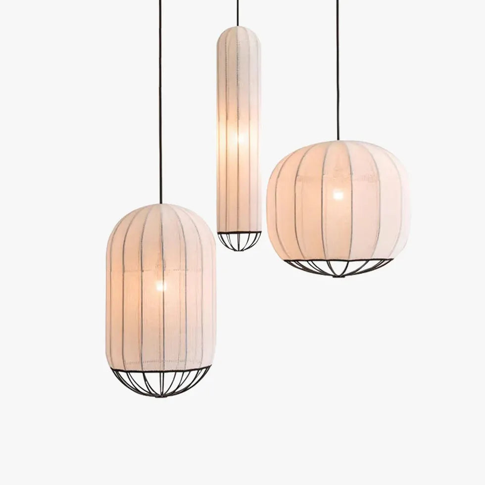 Cylindrical Striped Translucent Pendant Light