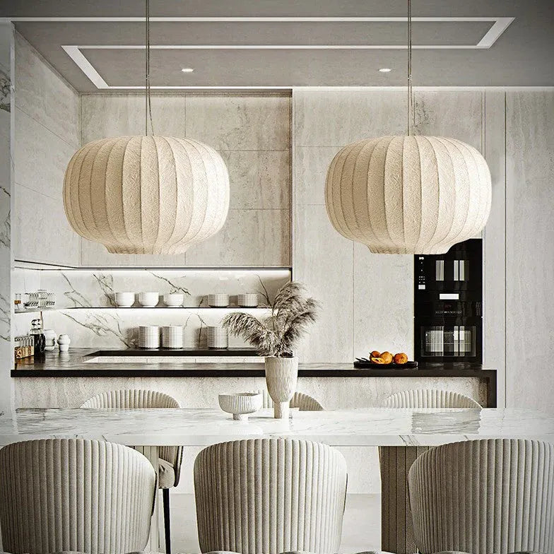 Pendelleuchte aus Stoff Nordisch Weißer Lampion Design - Clowas.de