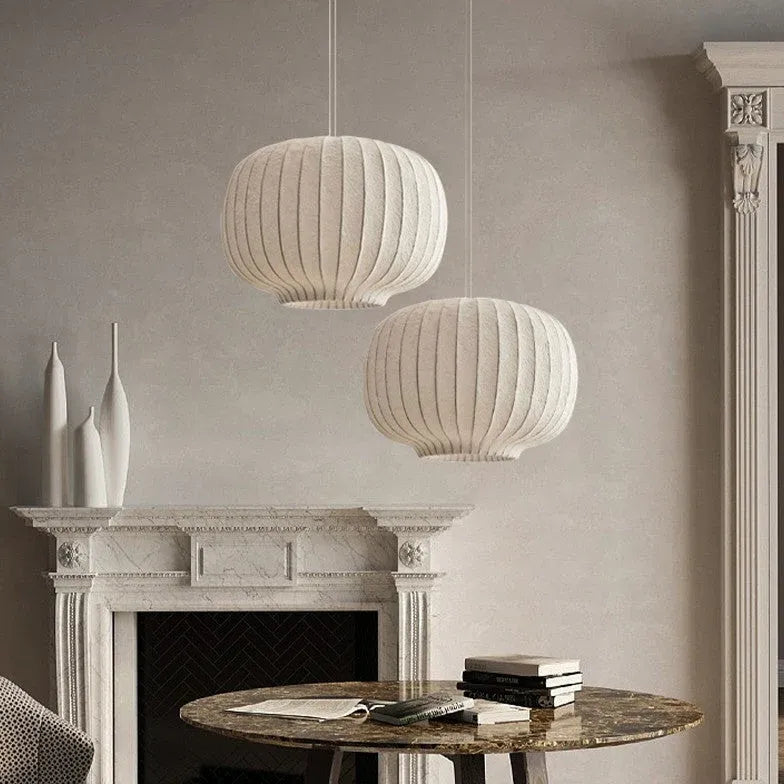 Pendelleuchte aus Stoff Nordisch Weißer Lampion Design - Clowas.de