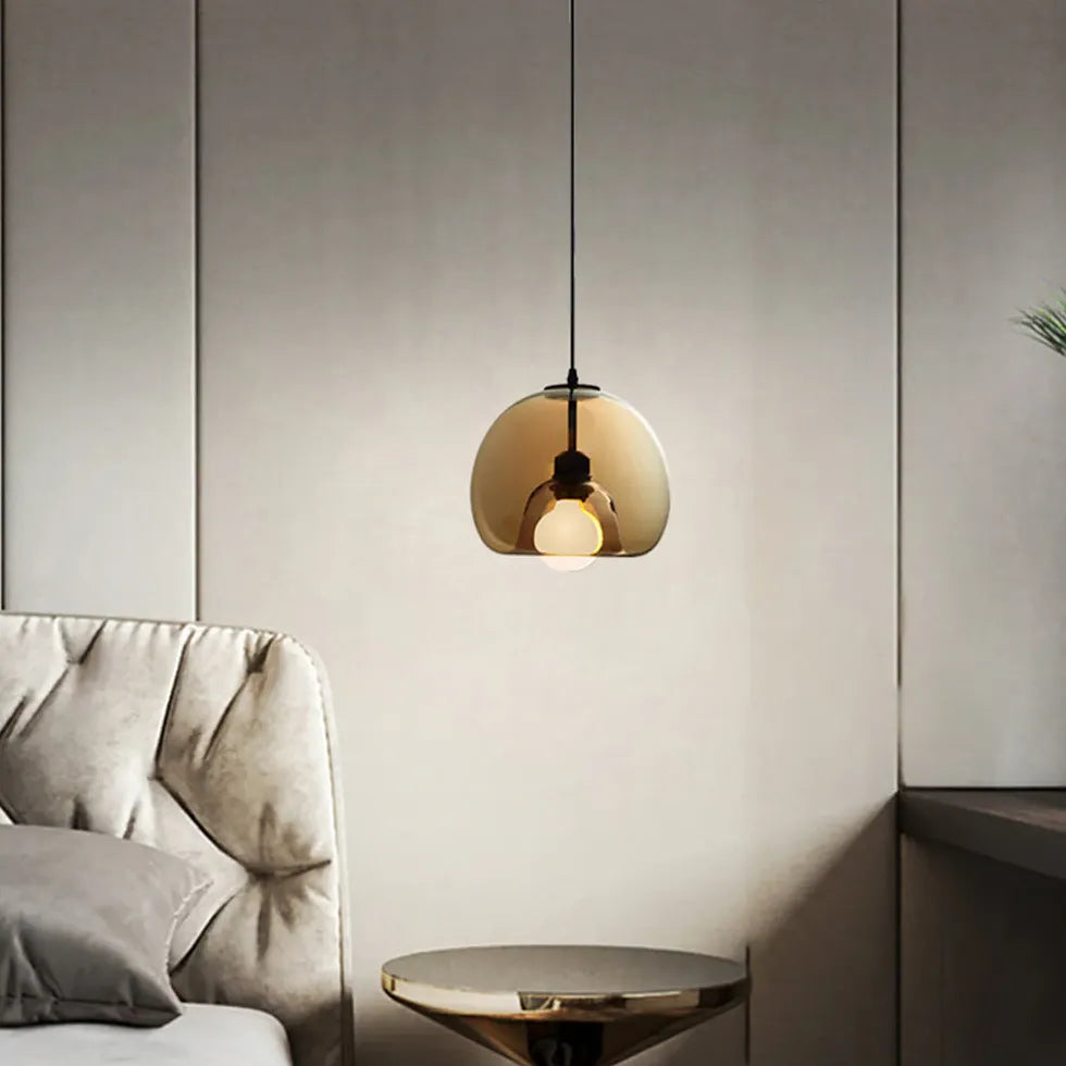 Pendelleuchte Bernstein Glas modernes Design Einfache Einzelkopf - Clowas.de