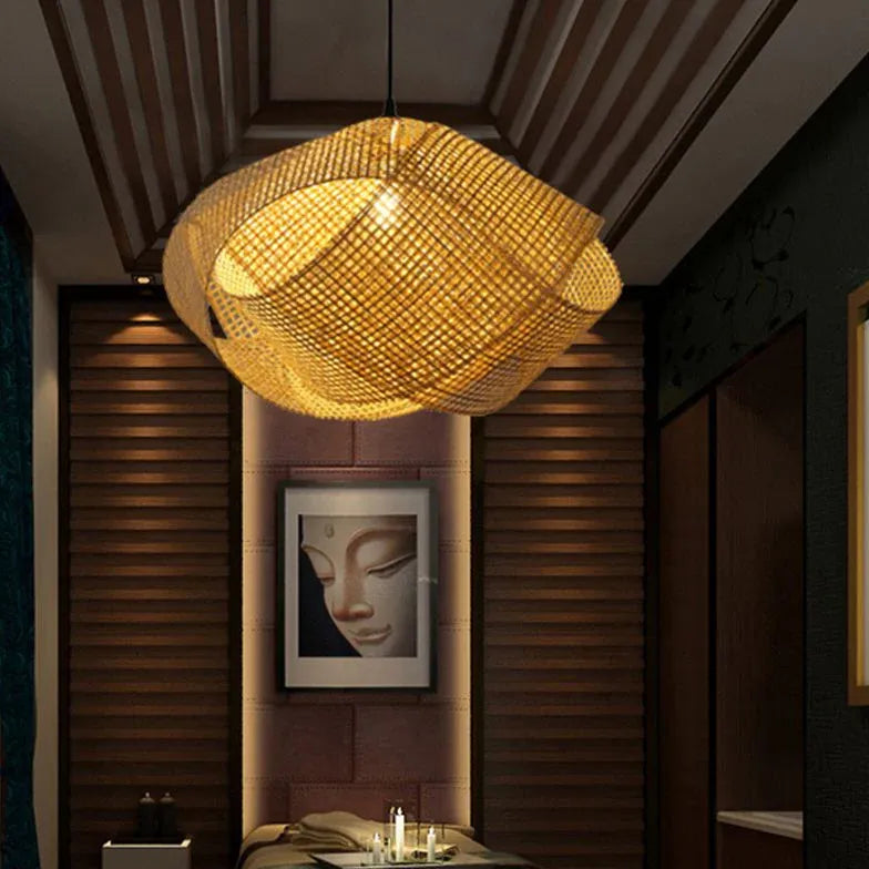 Pendelleuchte Esstisch Industrial mit schlichtem japanischem Rattandesign - Clowas.de