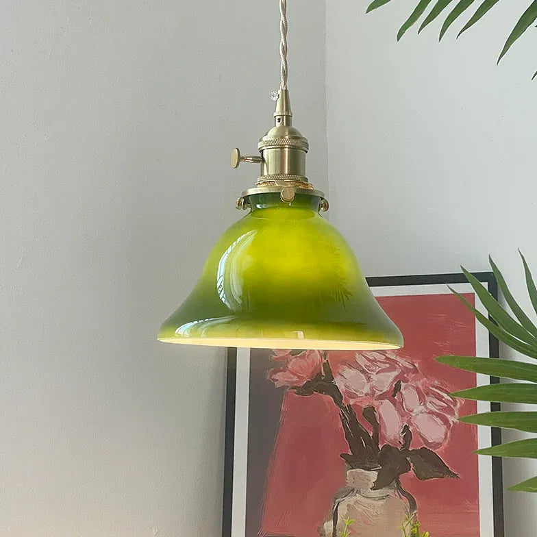 pendelleuchte grün glas im minimalistischen Vintage-Stil - Clowas.de