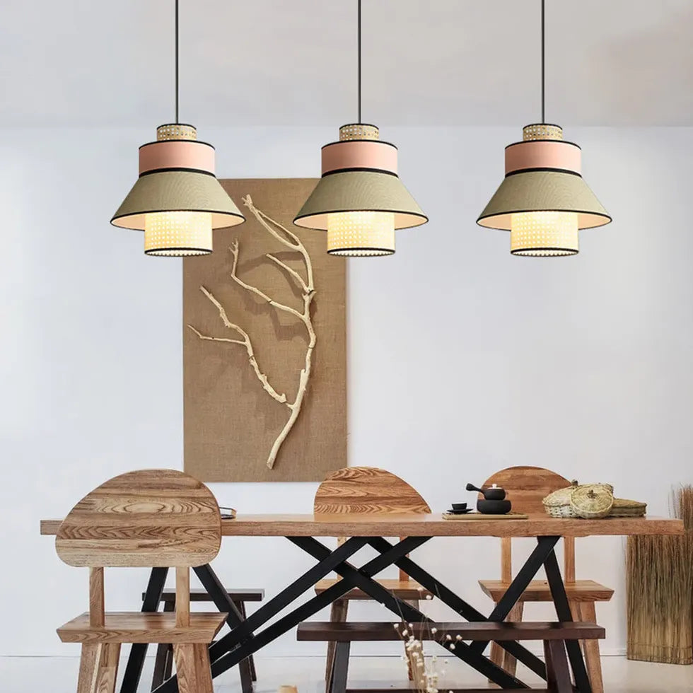 Pendelleuchte Korbgeflecht japanischer Stil farbenfrohes Design - Clowas.de