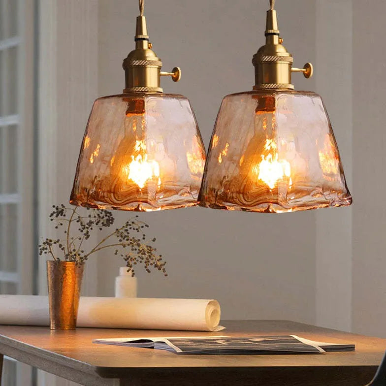 Pendelleuchte Küche einzeln nordisch schlicht amberfarbenes Glas - Clowas.de
