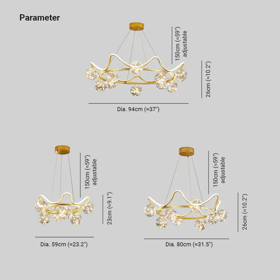Pendelleuchte Kugel Glas Gold moderne leichte Krone - Clowas.de