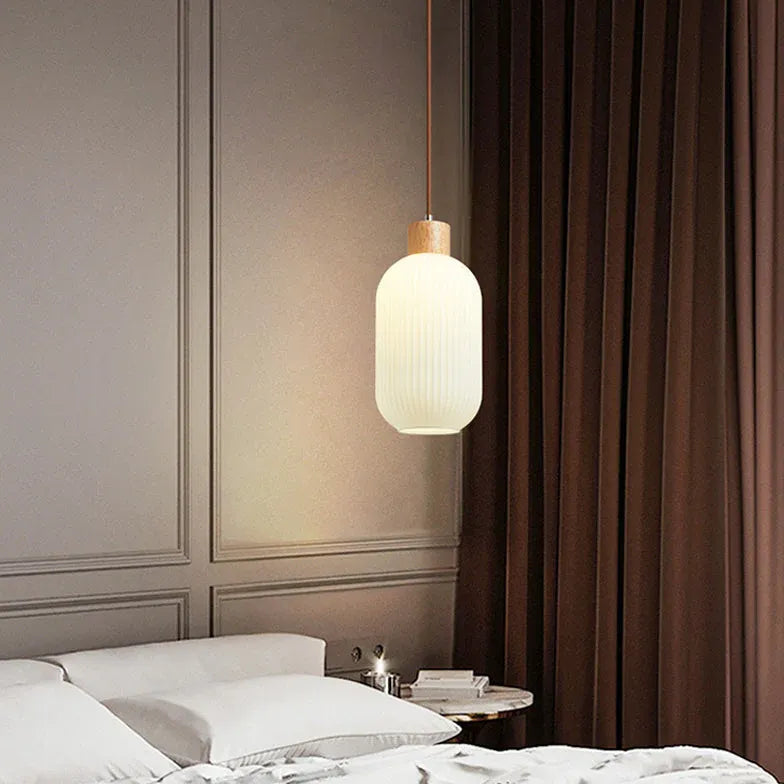 Pendelleuchte langes Kabel japanischer Retro Massivholz Design - Clowas.de
