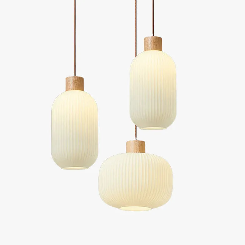 Pendelleuchte langes Kabel japanischer Retro Massivholz Design - Clowas.de