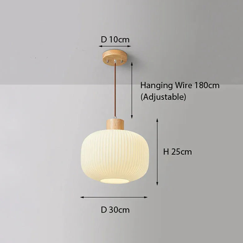 Pendelleuchte langes Kabel japanischer Retro Massivholz Design - Clowas.de