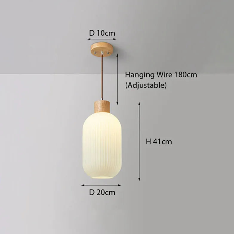 Pendelleuchte langes Kabel japanischer Retro Massivholz Design - Clowas.de