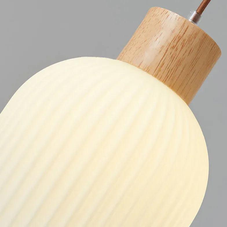 Pendelleuchte langes Kabel japanischer Retro Massivholz Design - Clowas.de