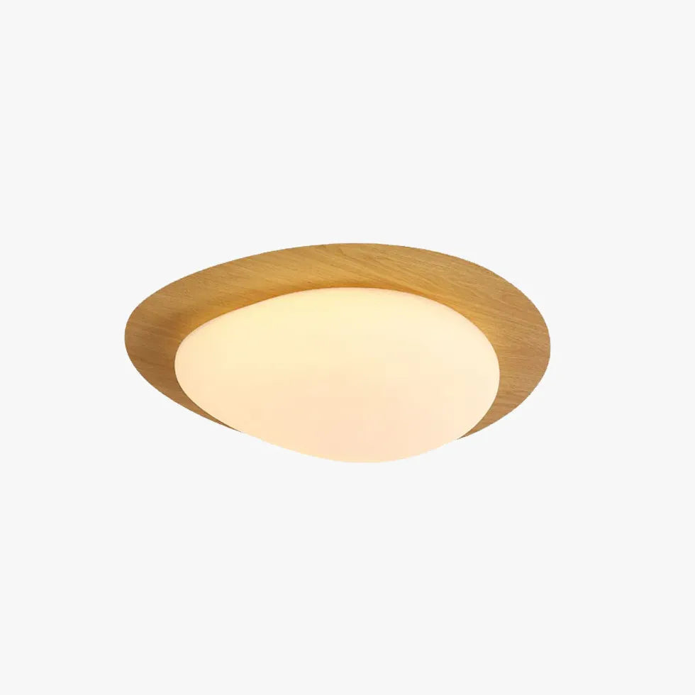 Round Minimalist Ceiling Light with Wooden Frame