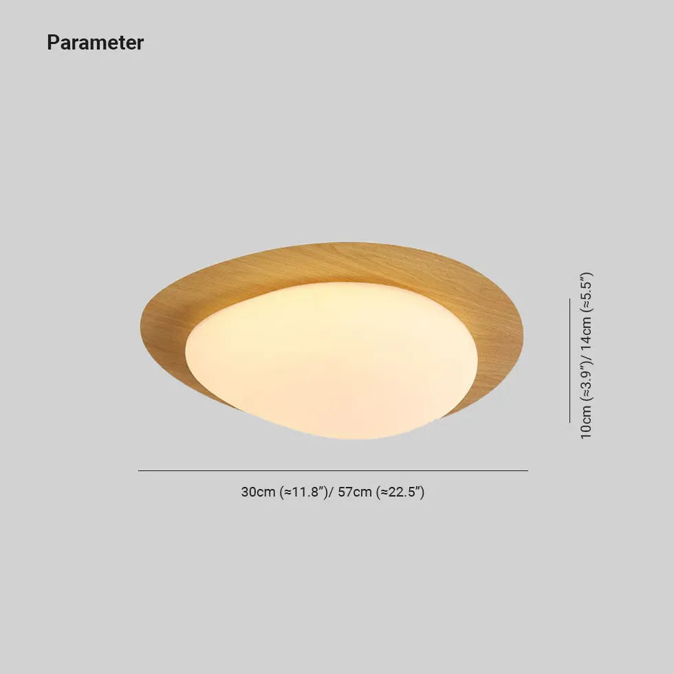 Round Minimalist Ceiling Light with Wooden Frame