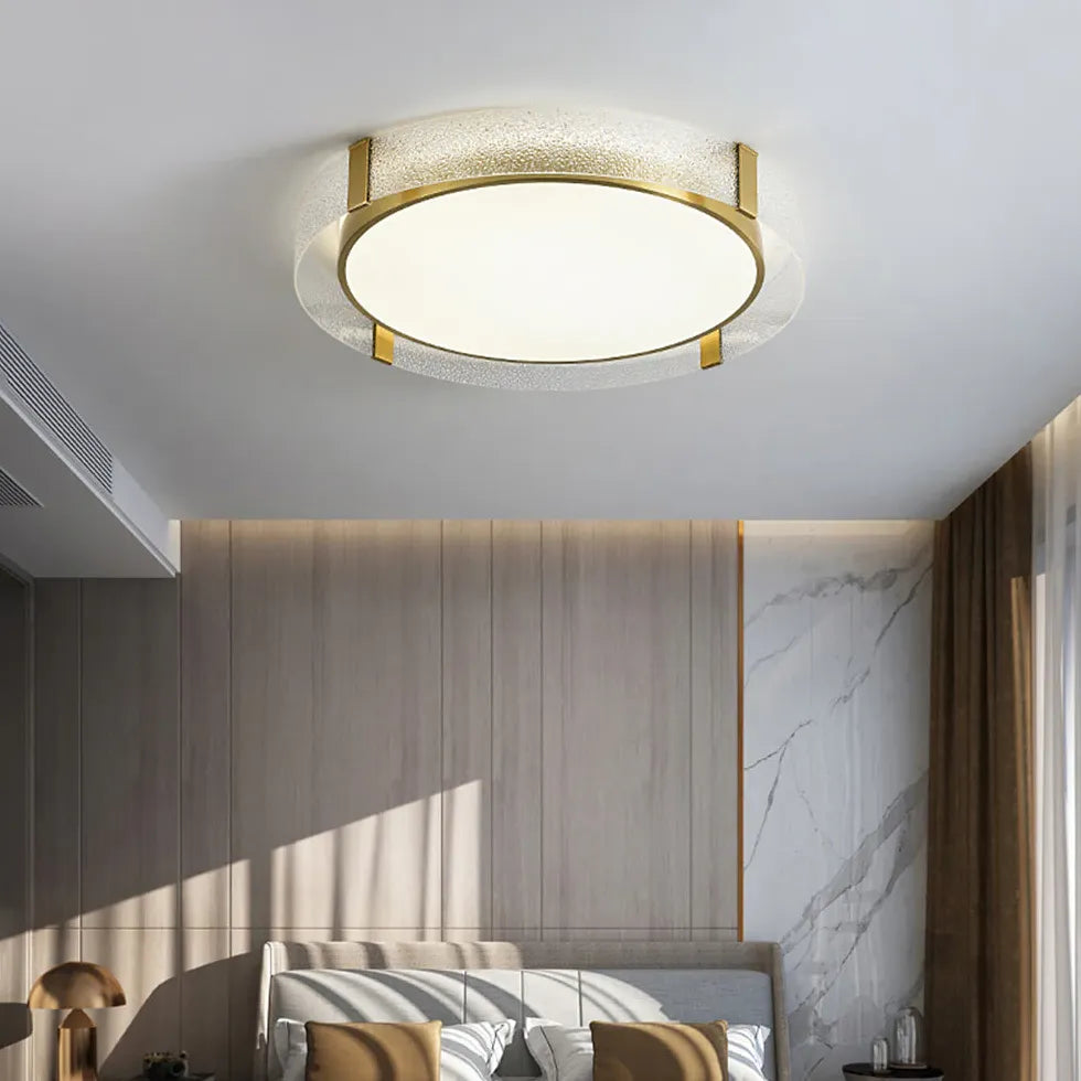 Round Glass Framed Ceiling Light for Bedroom