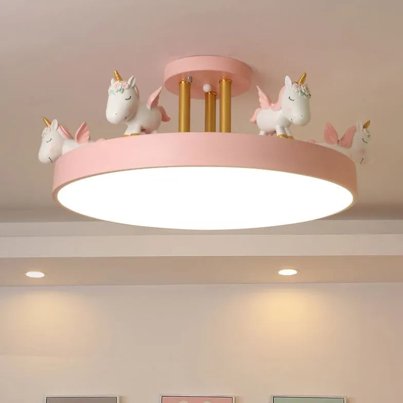 Carousel Horses Bedroom Flush Ceiling Lights