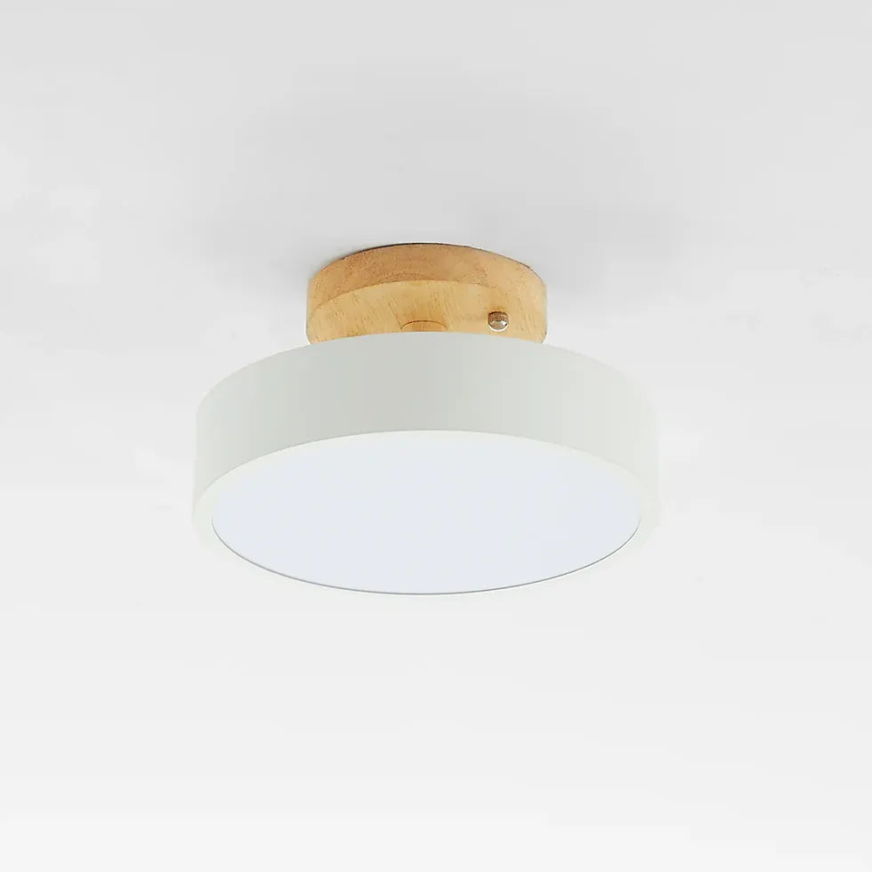 Soft Light Lampshade Wooden Flush Ceiling Light