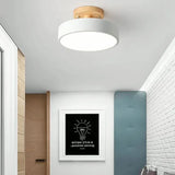 Soft Light Lampshade Wooden Flush Ceiling Light