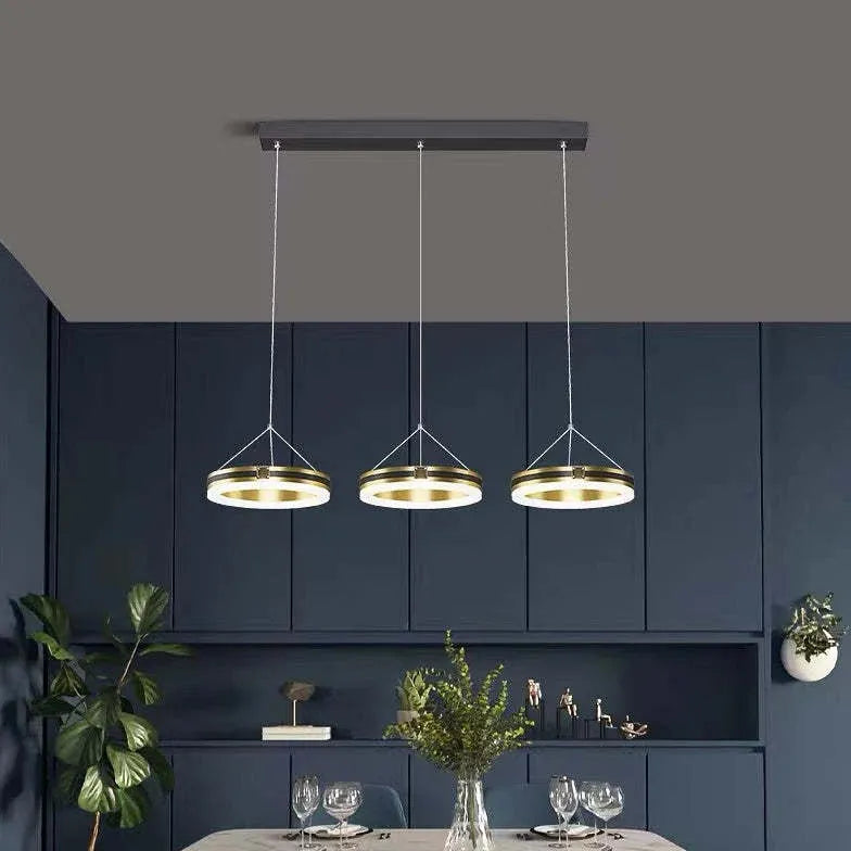 Three-Light Black Round Minimalist Pendant Light