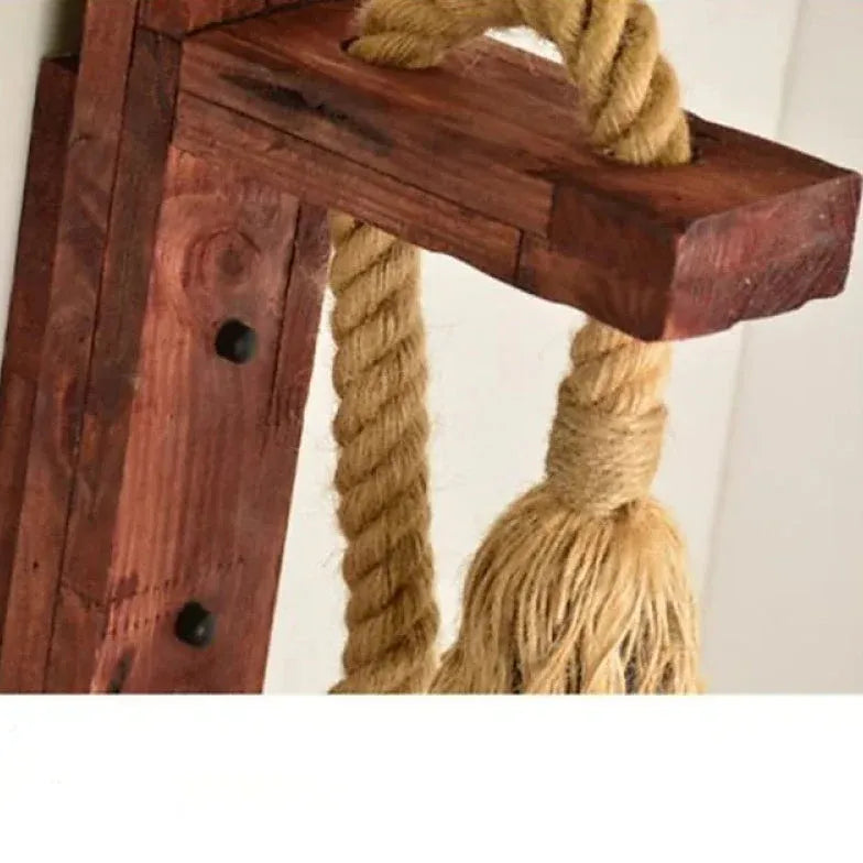 Rope Wooden Industrial Style Wall Lamp