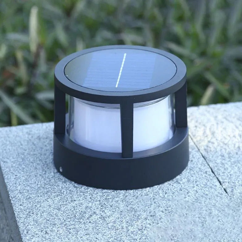 Dimmable Solar Black Outdoor Pillar Lights