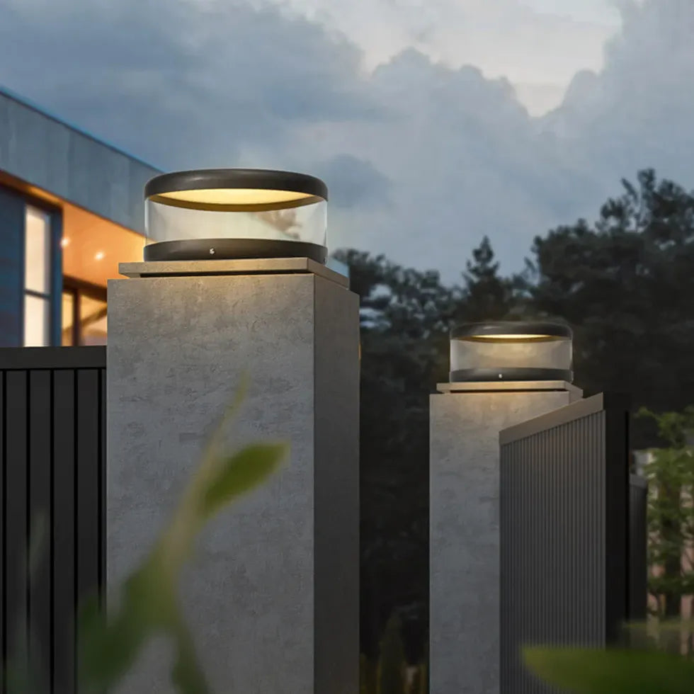 Transparent Glass Semi Cylindrical Outdoor Pillar Lights