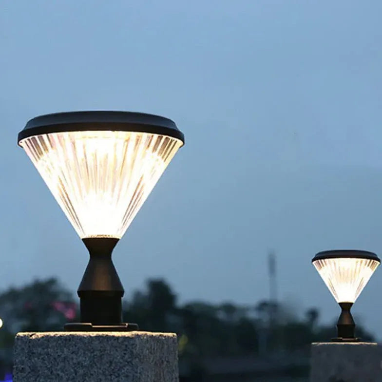 Cone Top Solar Outdoor Pillar Lights