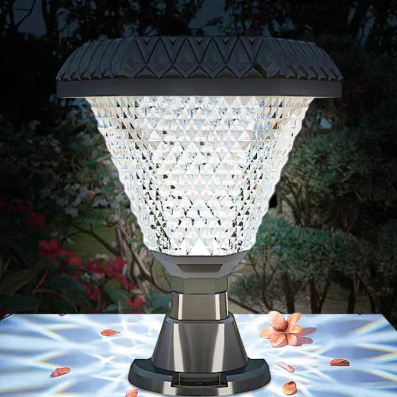 Diamond Faceted Solar Outdoor Pillar Lights