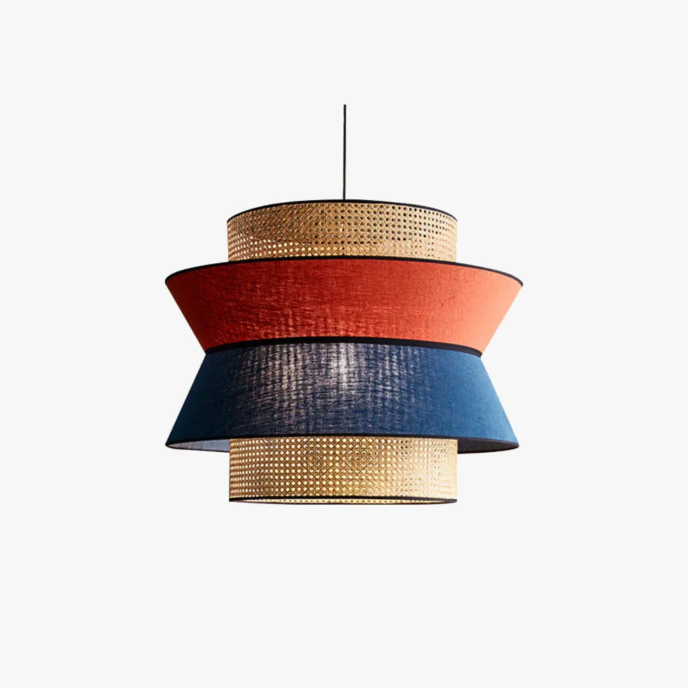 Multi-Layer Colorful Rattan and PVC Pendant Light