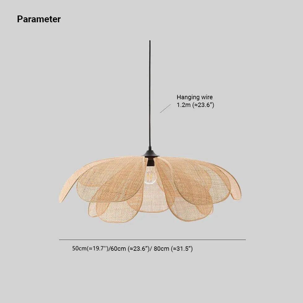 Rattan Multi-Petal Translucent Pendant Light