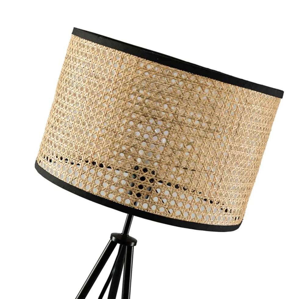 Rattan -Zylinder minimalistischer Stativsbohrlampe