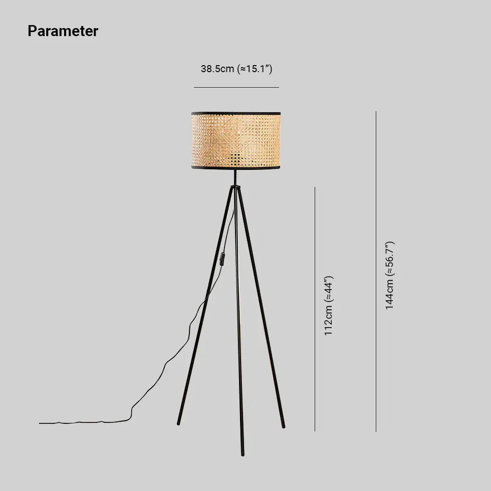 Rattan -Zylinder minimalistischer Stativsbohrlampe