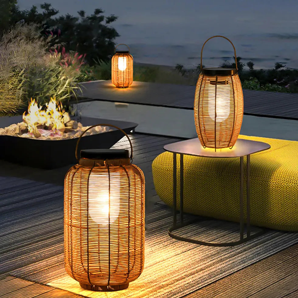 Dekoleuchten Terrasse stilvolle Rattanstuhl Stehlampe für Garten