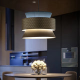 Two-Layer Rattan Cylindrical Pendant Light