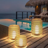 Woven Rattan Floor Lamp Outdoor Lantern Lights