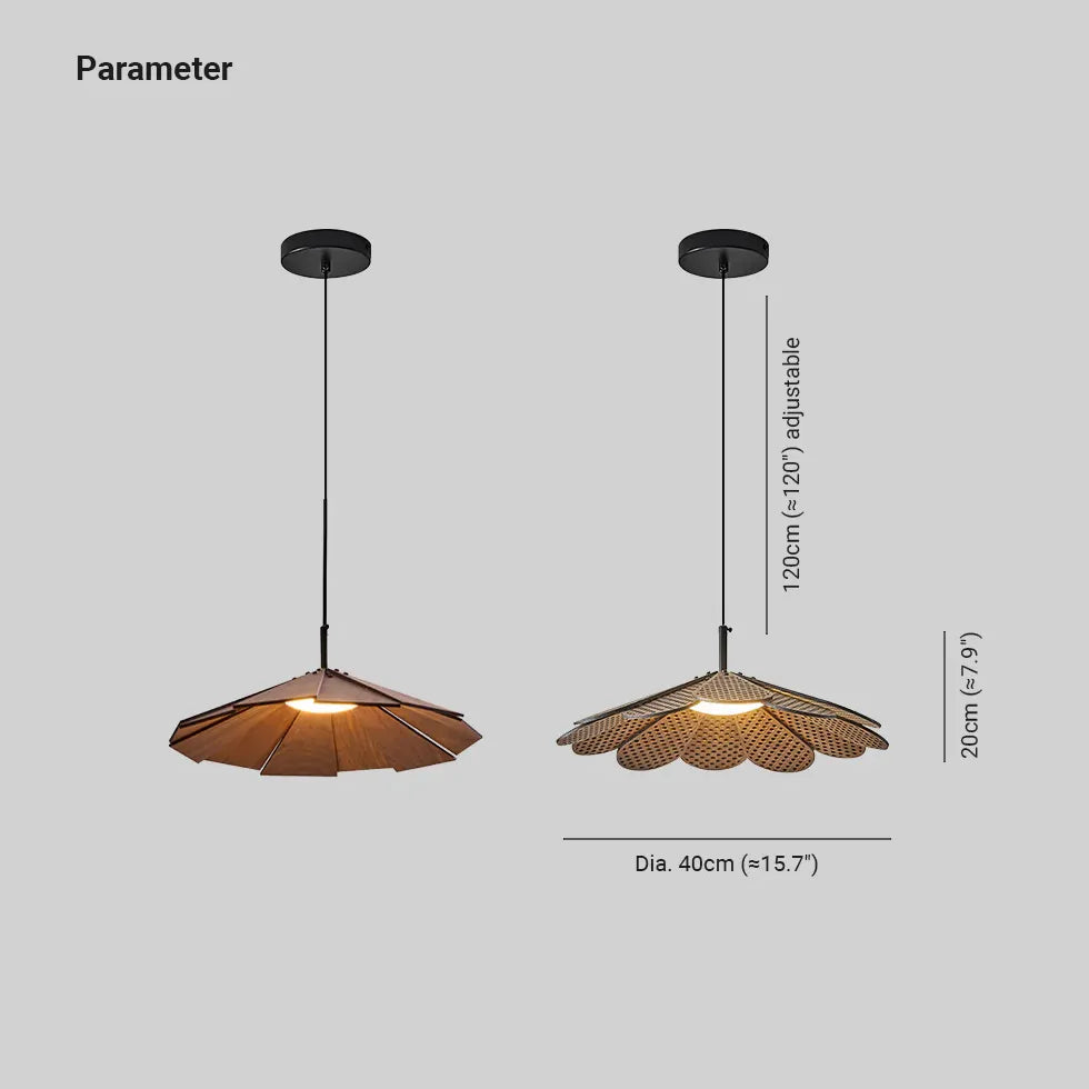 Petal-Shaped Wooden Pendant Light